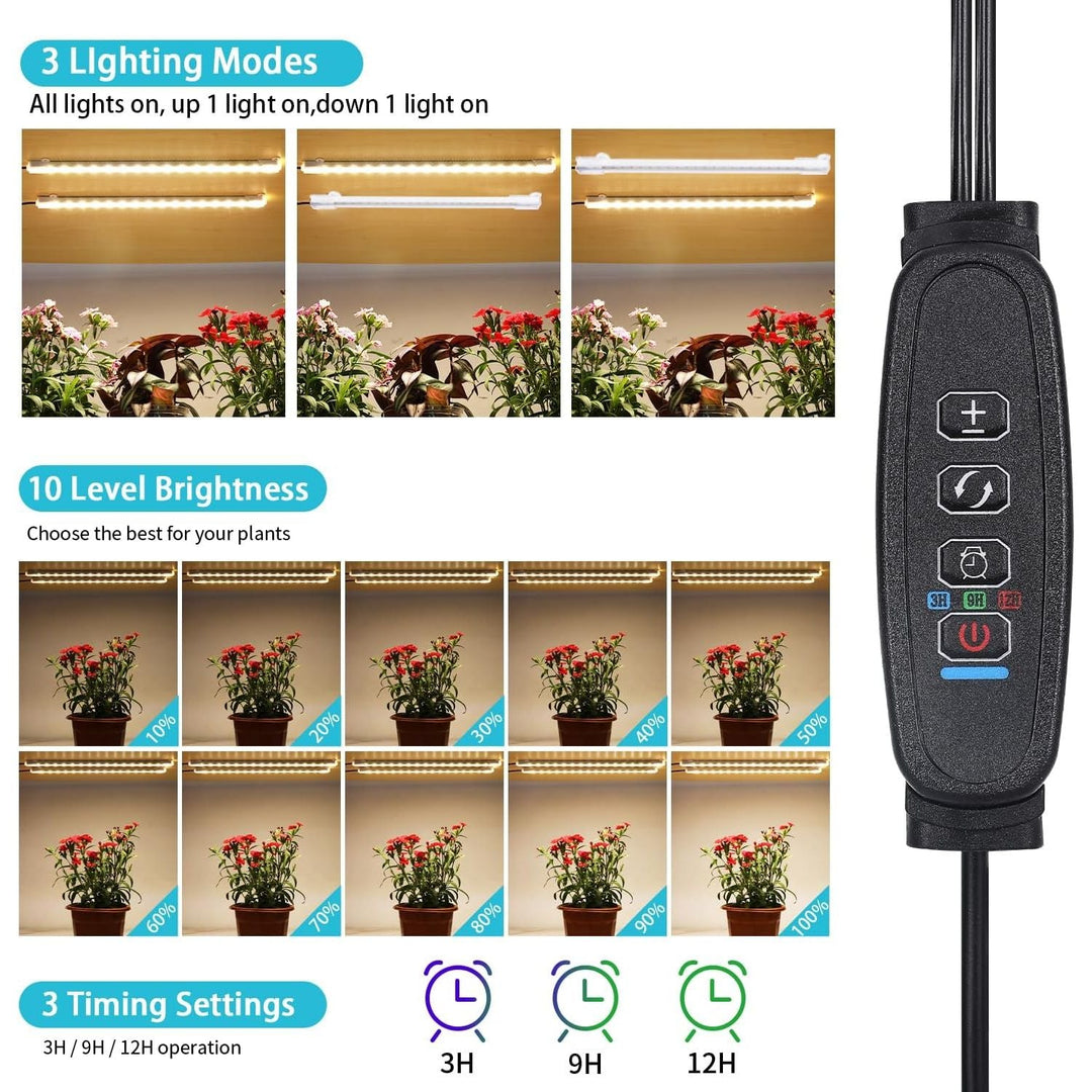 8.6" LED Grow Light Strips, 104 LEDs Plant Lights for Indoor Plants Full Spectrum 3500K with Timer 3/9/12 Hrs, 10 Dimmable Levels, Grow Lamp for Hydroponics Succulent_2 Pack - Just Closeouts Canada Inc.X004RS1Y61