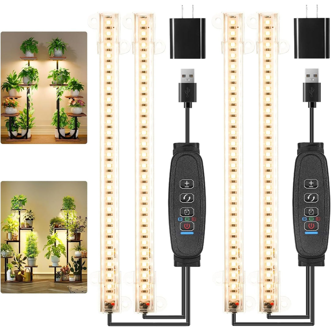 8.6" LED Grow Light Strips, 104 LEDs Plant Lights for Indoor Plants Full Spectrum 3500K with Timer 3/9/12 Hrs, 10 Dimmable Levels, Grow Lamp for Hydroponics Succulent_2 Pack - Just Closeouts Canada Inc.X004RS1Y61