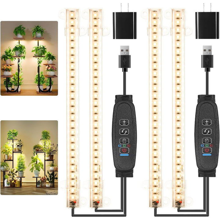 8.6" LED Grow Light Strips, 104 LEDs Plant Lights for Indoor Plants Full Spectrum 3500K with Timer 3/9/12 Hrs, 10 Dimmable Levels, Grow Lamp for Hydroponics Succulent_2 Pack - Just Closeouts Canada Inc.X004RS1Y61