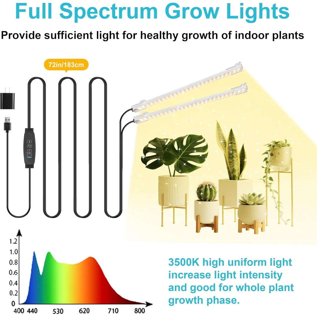 8.6" LED Grow Light Strips, 104 LEDs Plant Lights for Indoor Plants Full Spectrum 3500K with Timer 3/9/12 Hrs, 10 Dimmable Levels, Grow Lamp for Hydroponics Succulent_2 Pack - Just Closeouts Canada Inc.X004RS1Y61