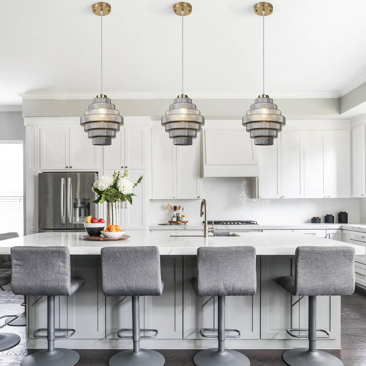 8.7” Smoky Black Crystal Chandelier - Modern Glass Pendant Light Fixture for Dining Room, Kitchen Island - Just Closeouts Canada Inc.