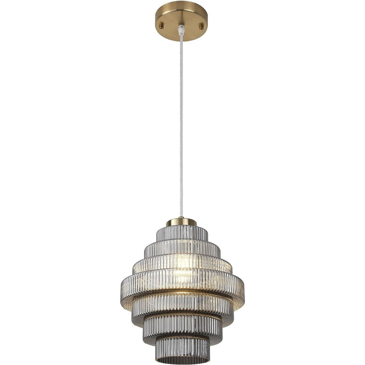 8.7” Smoky Black Crystal Chandelier - Modern Glass Pendant Light Fixture for Dining Room, Kitchen Island - Just Closeouts Canada Inc.