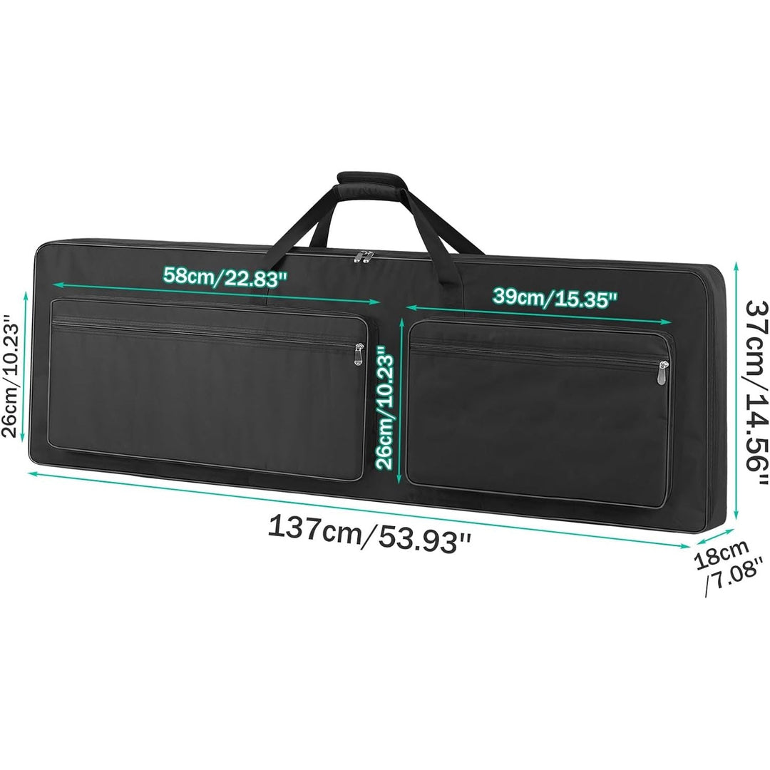 88 - Key Keyboard Case - Portable Electric Piano Gig Bag with Handles, 4 Pockets, Durable 600D Oxford Cloth with 10MM Sponge Padded Protection, (53.9'' x 7.1'' x 14.6'', Black) - Just Closeouts Canada Inc.X003YV5OWR