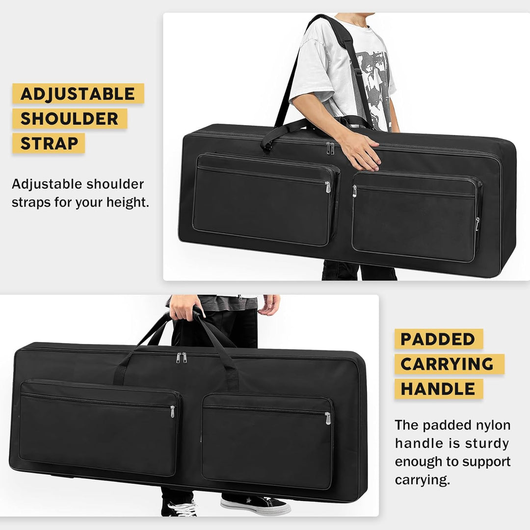 88 - Key Keyboard Case - Portable Electric Piano Gig Bag with Handles, 4 Pockets, Durable 600D Oxford Cloth with 10MM Sponge Padded Protection, (53.9'' x 7.1'' x 14.6'', Black) - Just Closeouts Canada Inc.X003YV5OWR