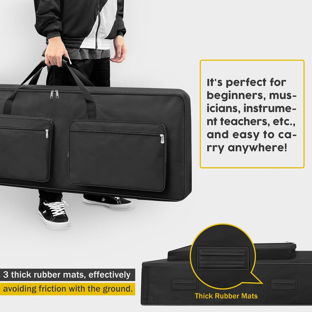 88 - Key Keyboard Case - Portable Electric Piano Gig Bag with Handles, 4 Pockets, Durable 600D Oxford Cloth with 10MM Sponge Padded Protection, (53.9'' x 7.1'' x 14.6'', Black) - Just Closeouts Canada Inc.X003YV5OWR