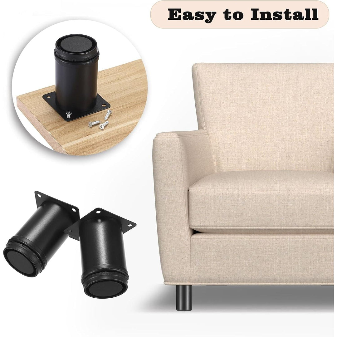 8Pcs 3 Inch Adjustable Metal Furniture Legs Stainless Steel Furniture Cabinet Legs Heavy Duty Replacement Sofa Support Legs Sofa Feet Furniture Feet for Worktop, Unit, Desk Table, Couch, Black - Just Closeouts Canada Inc.