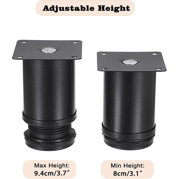 8Pcs 3 Inch Adjustable Metal Furniture Legs Stainless Steel Furniture Cabinet Legs Heavy Duty Replacement Sofa Support Legs Sofa Feet Furniture Feet for Worktop, Unit, Desk Table, Couch, Black - Just Closeouts Canada Inc.