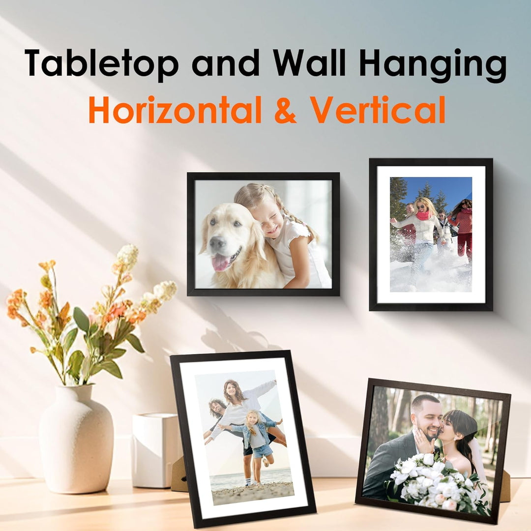 8x10 Picture Frame Set of 2, Black, HD Plexiglass, Multi Picture Frames Collage for Tabletop or Wall Display - Just Closeouts Canada Inc.6971152693775