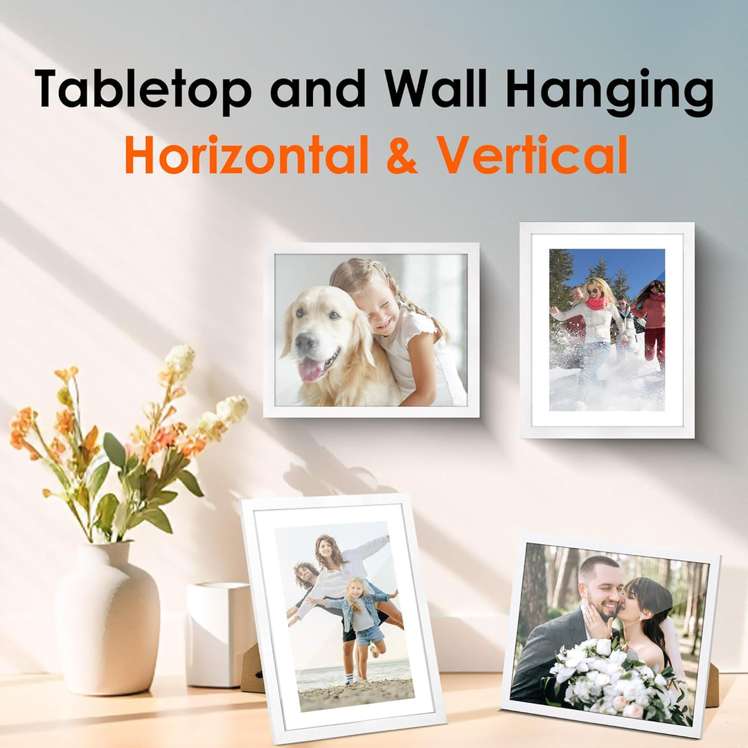 8x10 Picture Frame Set of 2, Photo Frame with HD Plexiglass, Display Pictures 5x7 with Mat or 8x10 Without Mat, White Picture Frames Collage for Tabletop or Wall Display - Just Closeouts Canada Inc.6971152694338