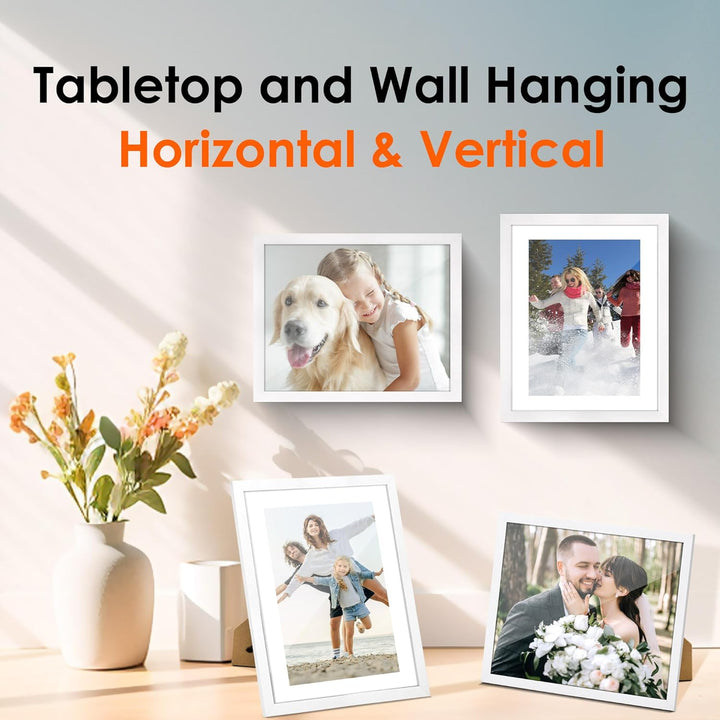 8x10 Picture Frame Set of 2, Photo Frame with HD Plexiglass, Display Pictures 5x7 with Mat or 8x10 Without Mat, White Picture Frames Collage for Tabletop or Wall Display - Just Closeouts Canada Inc.6971152694338
