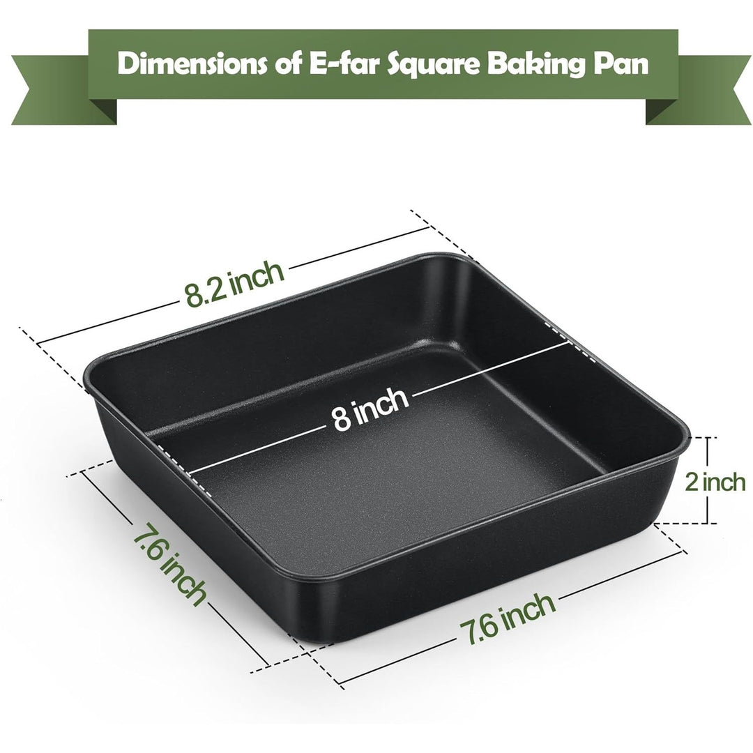 8x8 Inch Square Baking Pan, Nonstick Stainless Steel Square Cake Pans Set of 2, Metal Square Pan Set for Baking Cake Lasagna Brownies, Non - Toxic & Easy Release, Rust Free & Oven Safe - Just Closeouts Canada Inc.