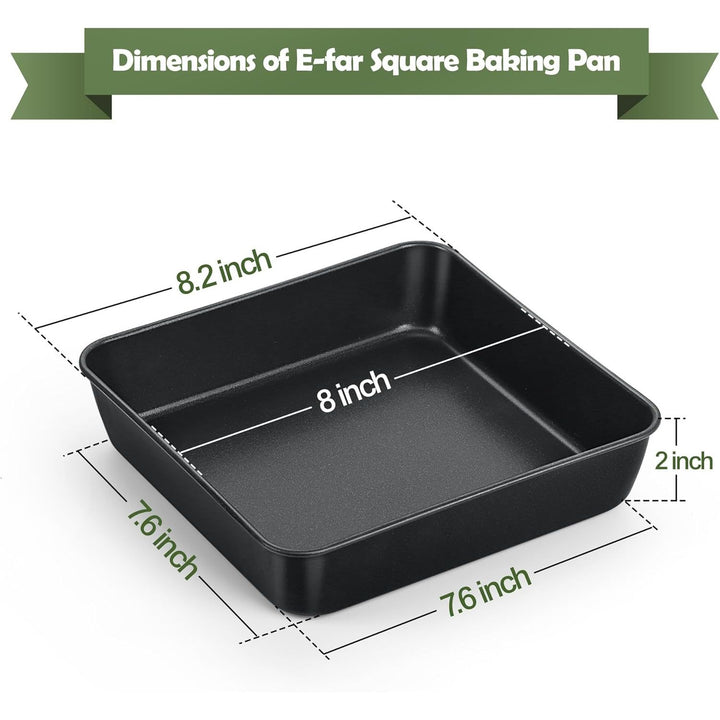 8x8 Inch Square Baking Pan, Nonstick Stainless Steel Square Cake Pans Set of 2, Metal Square Pan Set for Baking Cake Lasagna Brownies, Non - Toxic & Easy Release, Rust Free & Oven Safe - Just Closeouts Canada Inc.