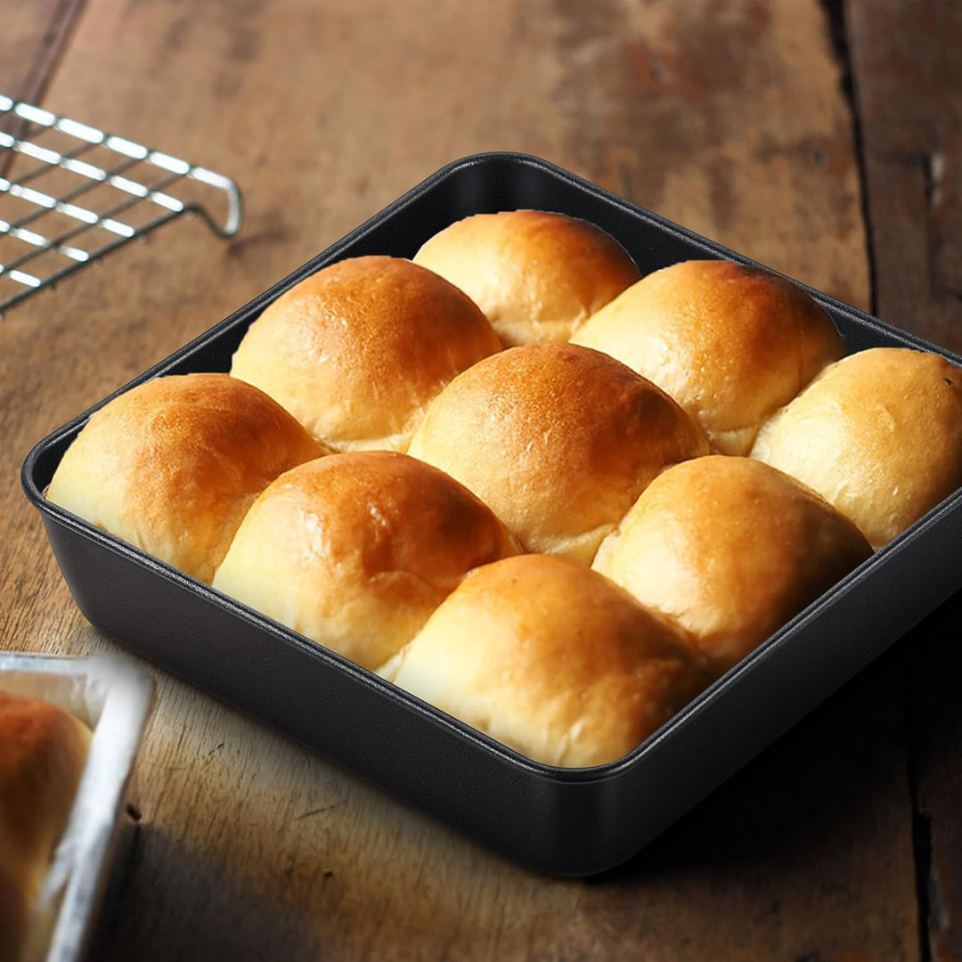 8x8 Inch Square Baking Pan, Nonstick Stainless Steel Square Cake Pans Set of 2, Metal Square Pan Set for Baking Cake Lasagna Brownies, Non - Toxic & Easy Release, Rust Free & Oven Safe - Just Closeouts Canada Inc.