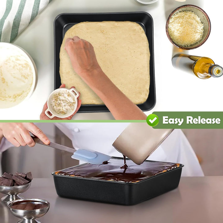 8x8 Inch Square Baking Pan, Nonstick Stainless Steel Square Cake Pans Set of 2, Metal Square Pan Set for Baking Cake Lasagna Brownies, Non - Toxic & Easy Release, Rust Free & Oven Safe - Just Closeouts Canada Inc.