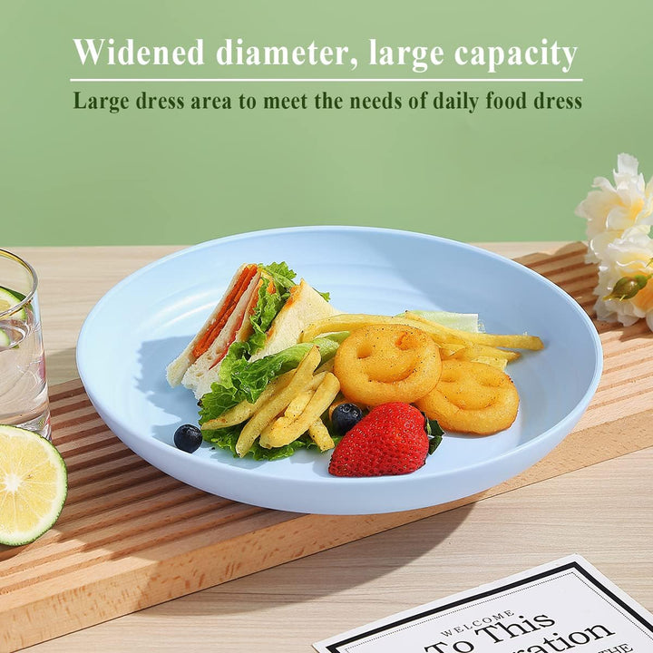 9 Inch Plastic Deep Dinner Plates Set of 8 Colors, Reusable and Sturdy Unbreakable Dishes Set for Pasta Bowls, Cereal, Ramen, Appetizer,Dessert, Microwave Safe Dishwasher Safe - Just Closeouts Canada Inc.