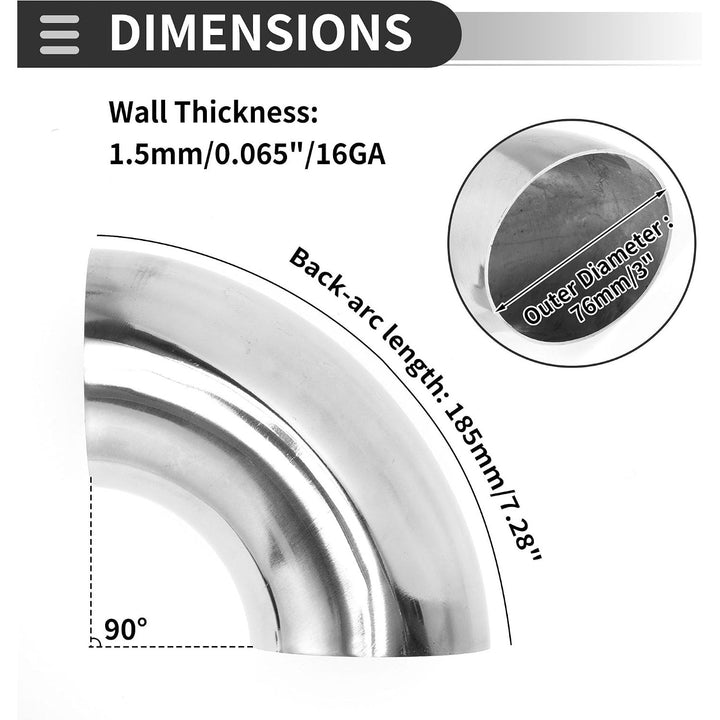 90° Stainless Steel Mandrel-Bend Exhaust Elbow, 3-Inch OD - Just Closeouts Canada Inc.