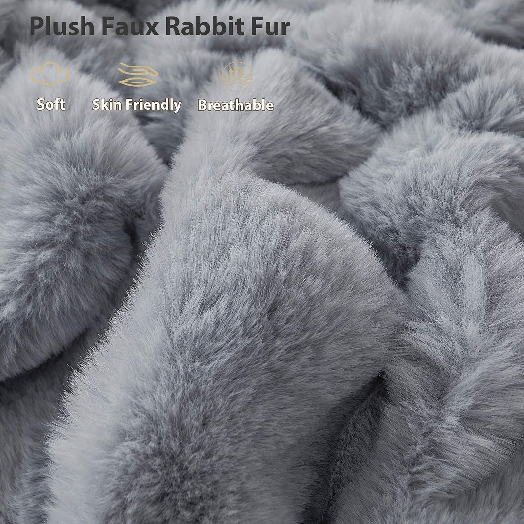 Fluffy Faux Rabbit Fur Body Pillow Cover, Soft Cute Bubble Shaggy Plush Bed Body Pillowcase with Zipper Closure, Long 20"x54" Fuzzy Furry Pillow Case for Pregnancy Side Sleeper, Light Grey
