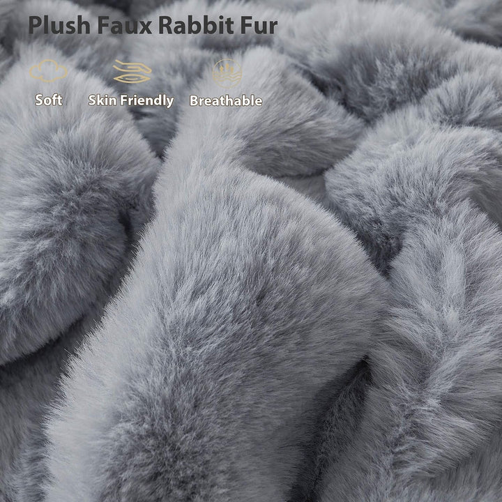 Fluffy Faux Rabbit Fur Body Pillow Cover, Soft Cute Bubble Shaggy Plush Bed Body Pillowcase with Zipper Closure, Long 20"x54" Fuzzy Furry Pillow Case for Pregnancy Side Sleeper, Light Grey
