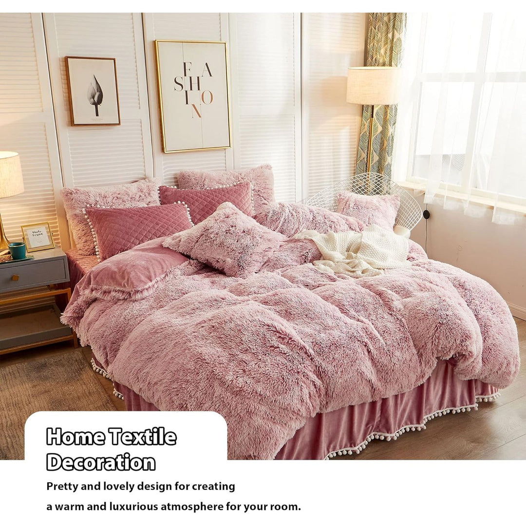 2 Pack Faux Fur Pillow Shams, Shaggy Plush Home Decorative Luxury Series Super Soft Furry Pillow Case with Zipper Closure for Home Sofa Couch Decoration,Standard Queen(Ombre Old Pink,20"x26")