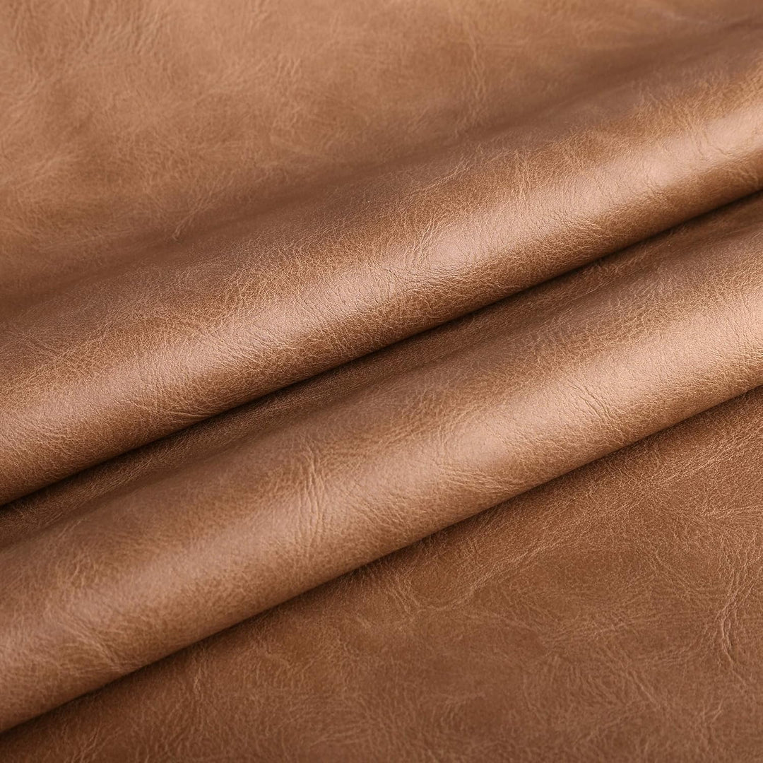 Premium Faux Leather Upholstery Fabric 1.2mm Thickness, Waterproof Upholstery Leather Distressed Bark Fabric(Khaki, Pre-Cut 36"x54")