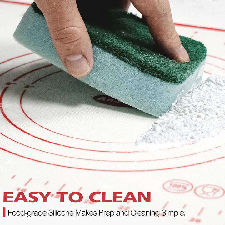 Anaeat Silicone Pastry Baking Mat with Measurements, Non-Stick Silicone Fondant Sheet & Non-Slip Dough Mat for Rolling Dough, Making Cookies, Bread, Pizza, Pie Crust, Reusable Kneading Mat (12"x16")