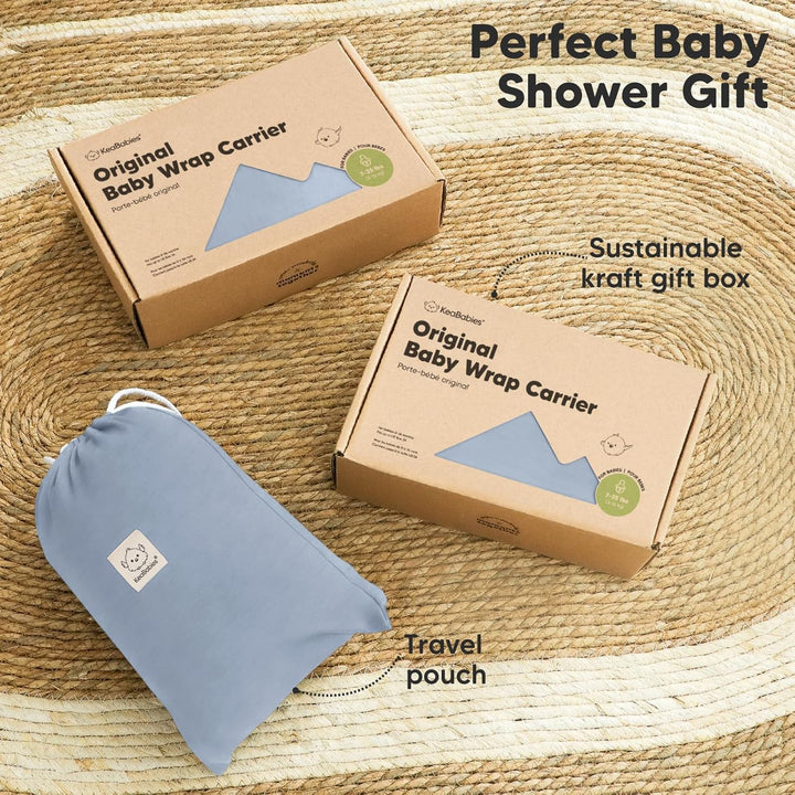 KeaBabies Baby Wrap Carrier - All in 1 Original Baby Carrier Newborn To Toddler Sling, Easy to Wear, Hands Free Bonding, Lightweight, Breathable Infant Wraps (Powder Blue)