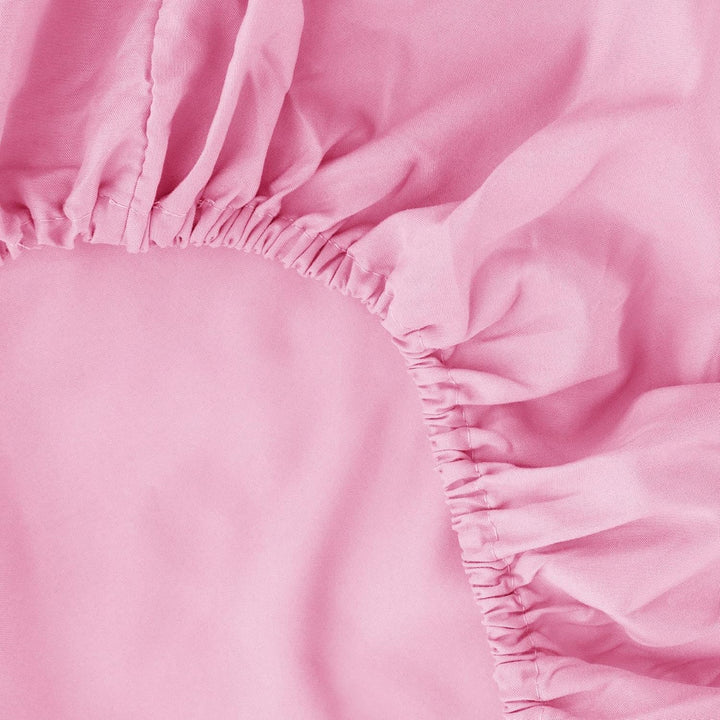Ghooss King Size Fitted Sheet-Single Fitted Deep Pocket Sheet up to 14 Inch-Wrinkle-Fade-Stain Resistant-1 Pack(Pink,King)