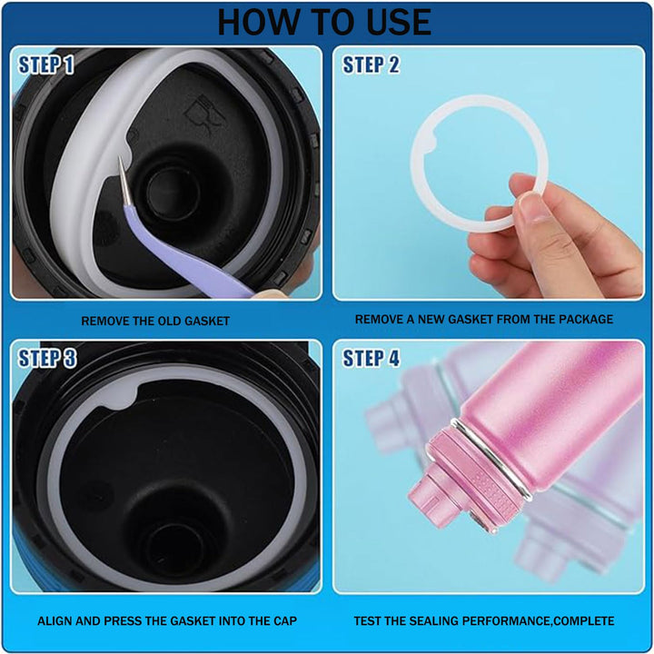 9Pcs Water Bottle Gasket Replacement, 3 Styles Thermoflask Washers, Silicone Sealing Rings Gaskets, Water Bottle Accessories, Airtight Silicone Gaskets for 40oz Bottle Straw Lid Chug Cap & Spout Parts - Just Closeouts Canada Inc.