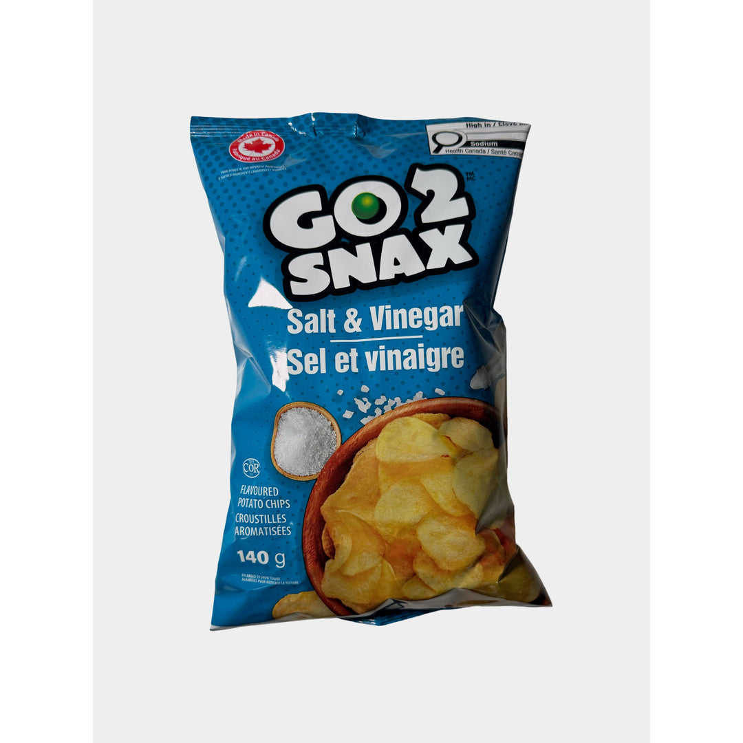 Go2Snax Salt & Vinegar Potato Chips, 140g