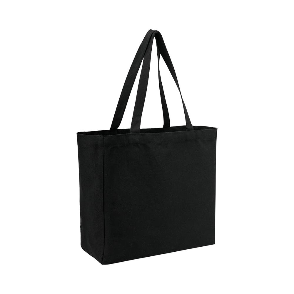Cotton Canvas Fabric Tote Bag - Black, 9219-10