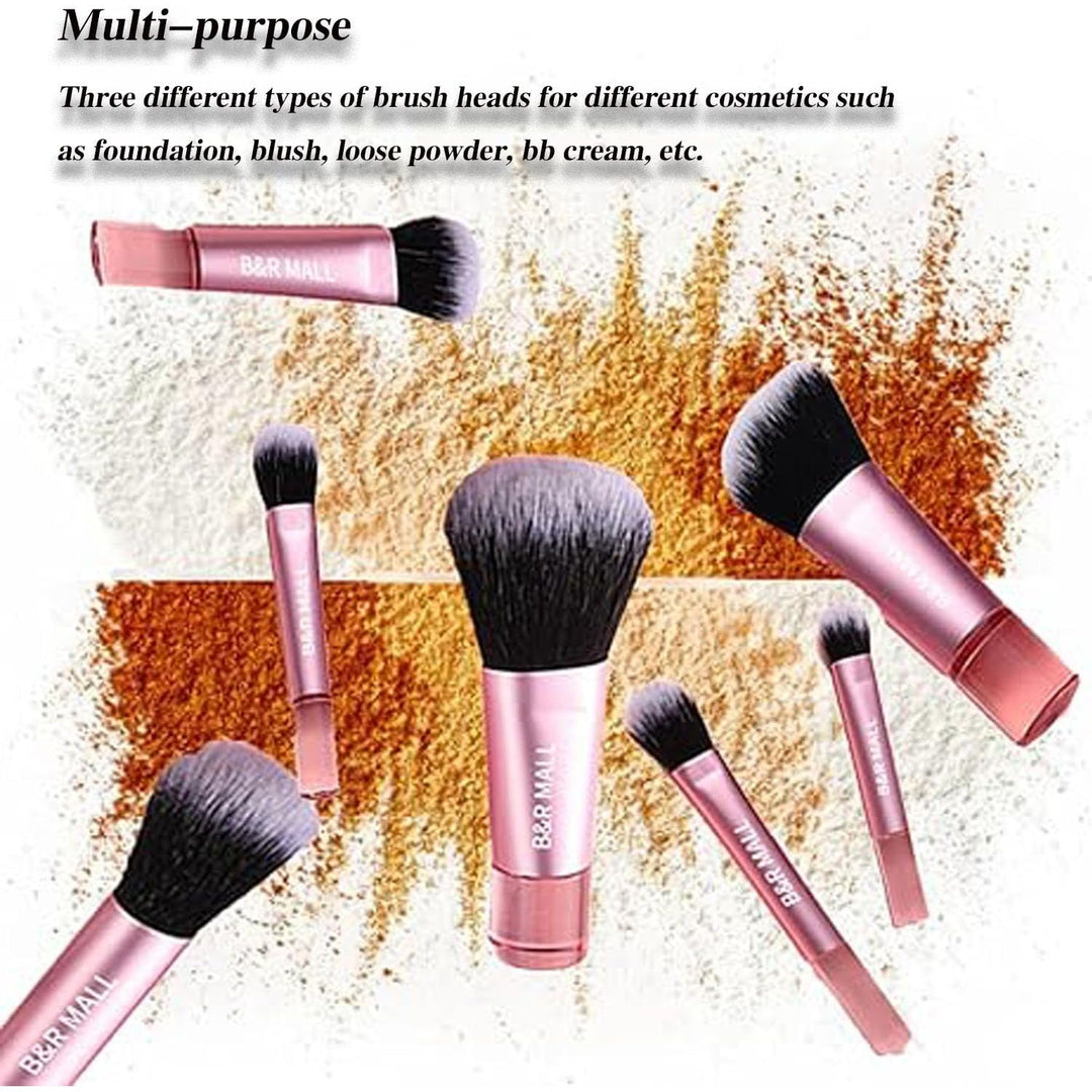Mixed-colour 10-piece travel makeup brush set with pouch, view 6
