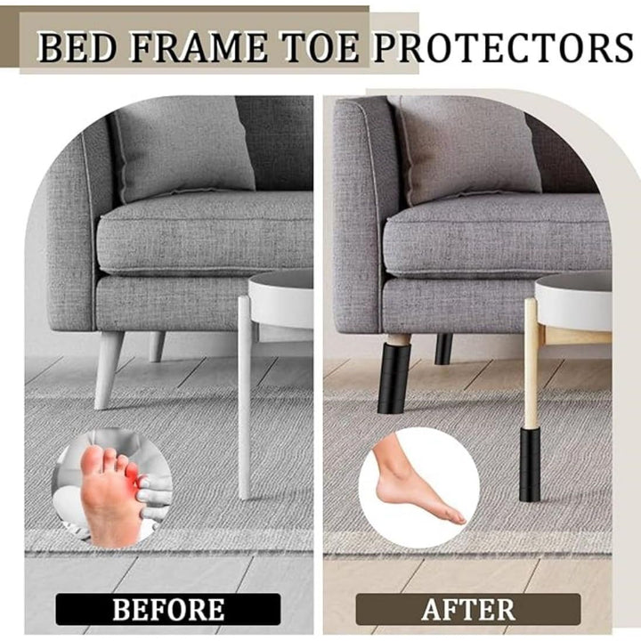 Eight black bed frame leg toe protectors, view 4