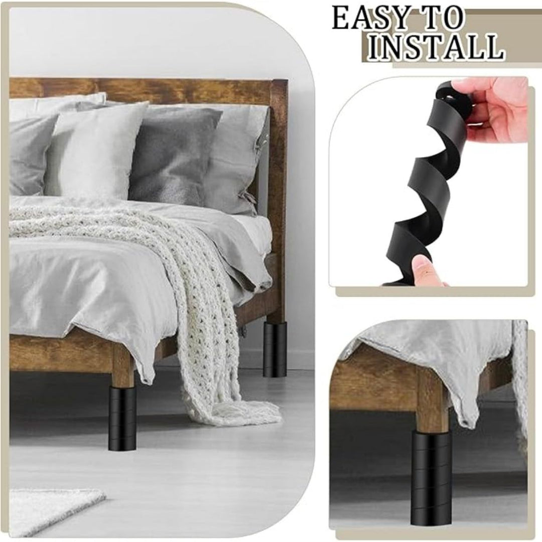 Eight black bed frame leg toe protectors, view 6