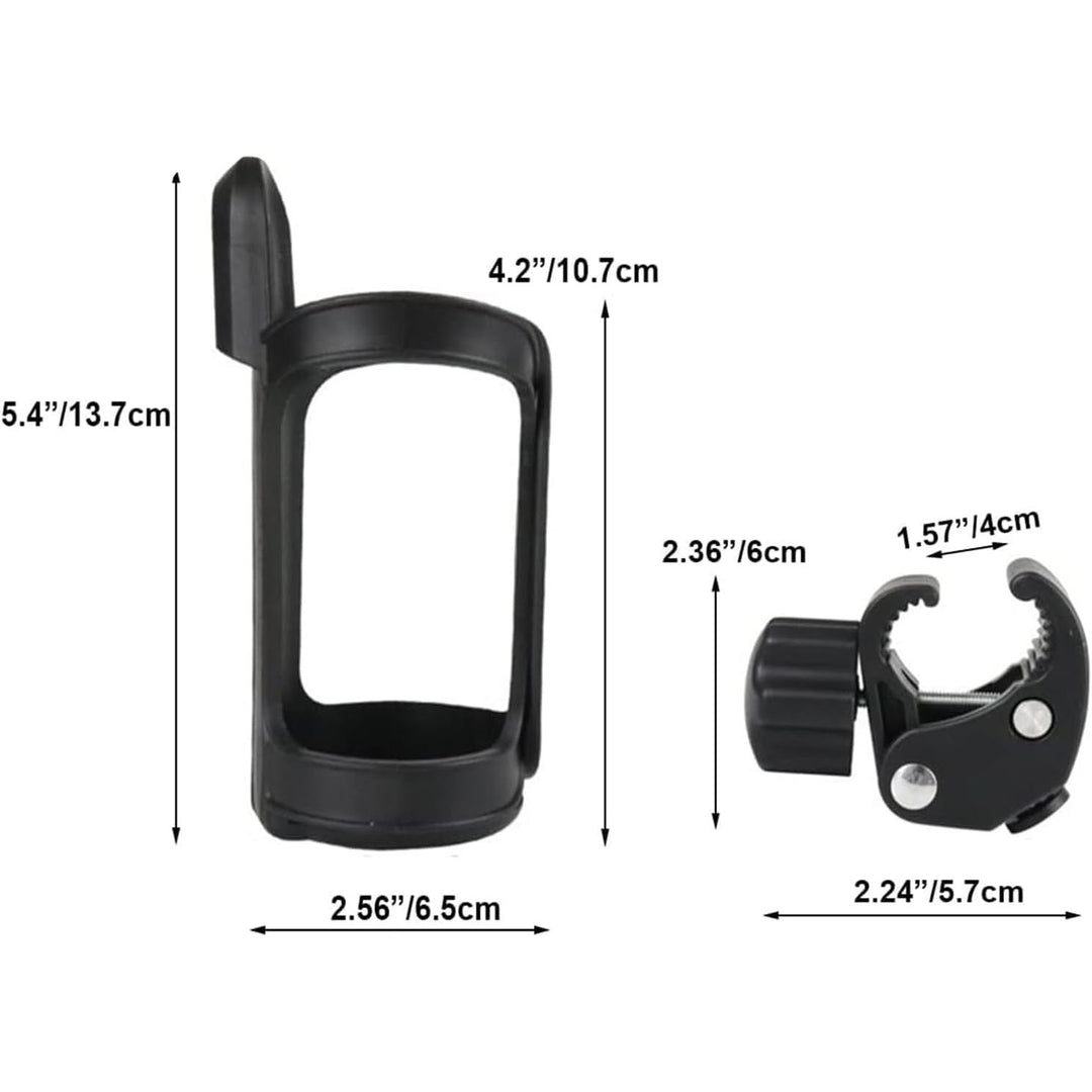 Two black rotating clamp-on cup holders, view 5