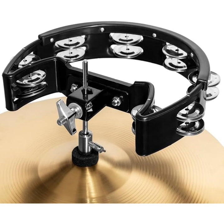 Black mountable tambourine and 7-inch cowbell kit, view 3