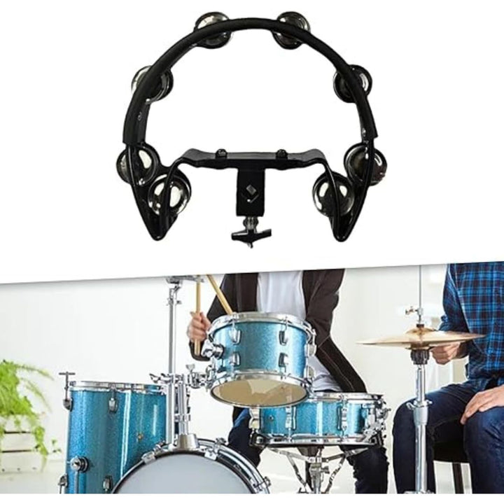Black mountable tambourine and 7-inch cowbell kit, view 5