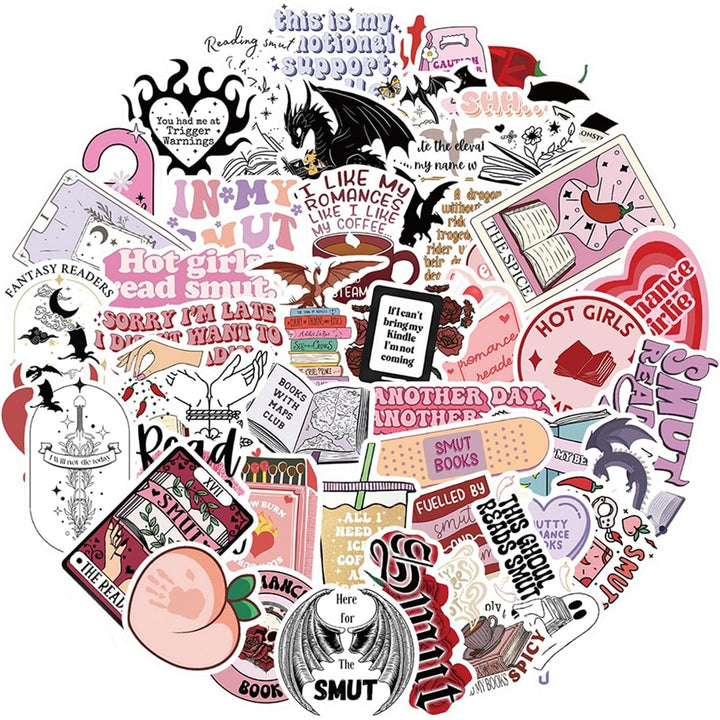 52-piece bookish reading sticker pack for adults, view 1
