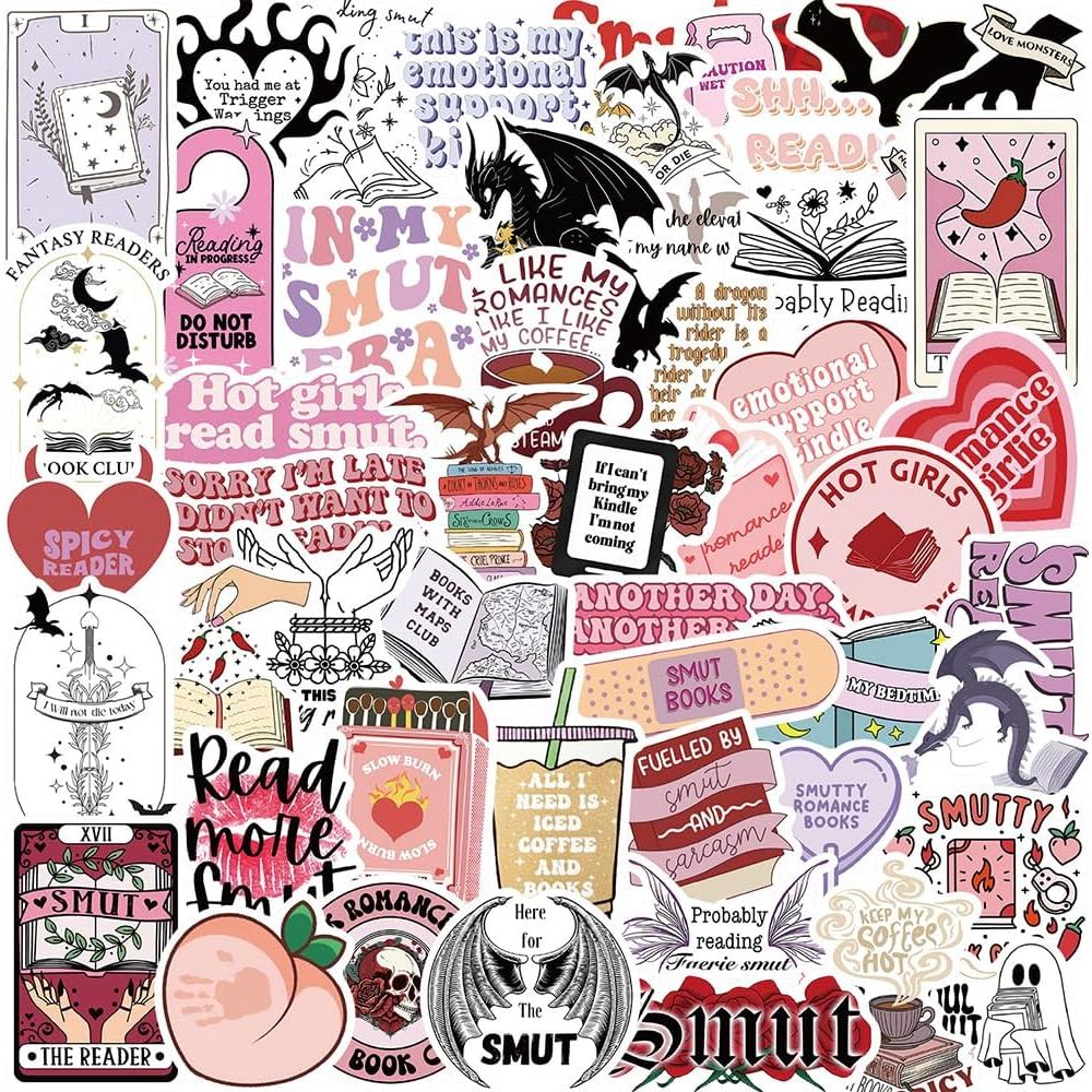 52-piece bookish reading sticker pack for adults, view 5