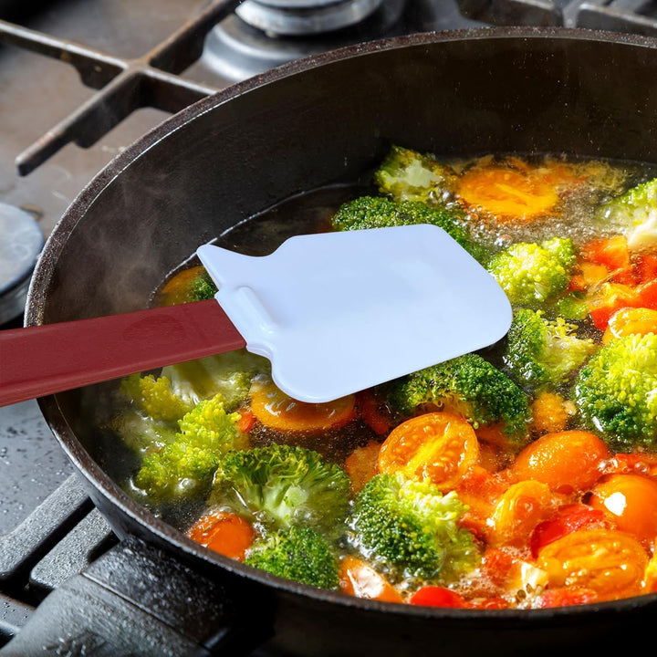 Two 10-inch silicone spatulas with red handles, view 5
