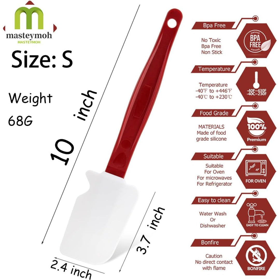 Two 10-inch silicone spatulas with red handles, view 6