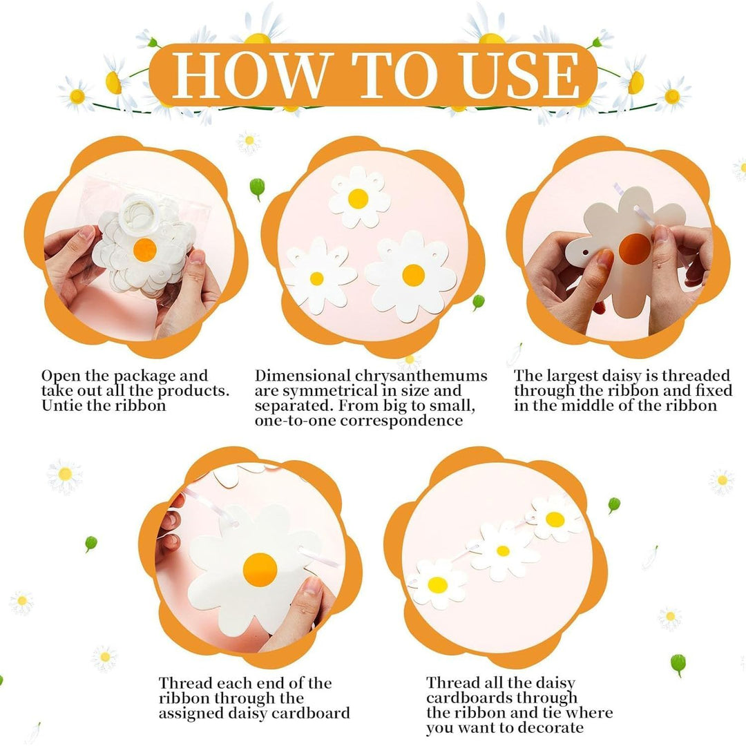 White daisy paper garland decoration display