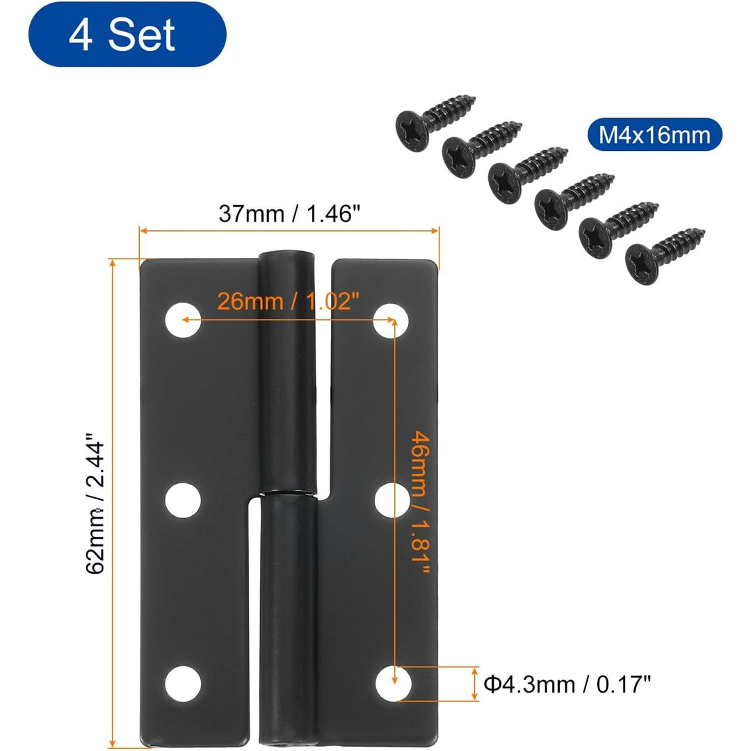 Black 2.5-inch left-handed lift-off hinges, view 2