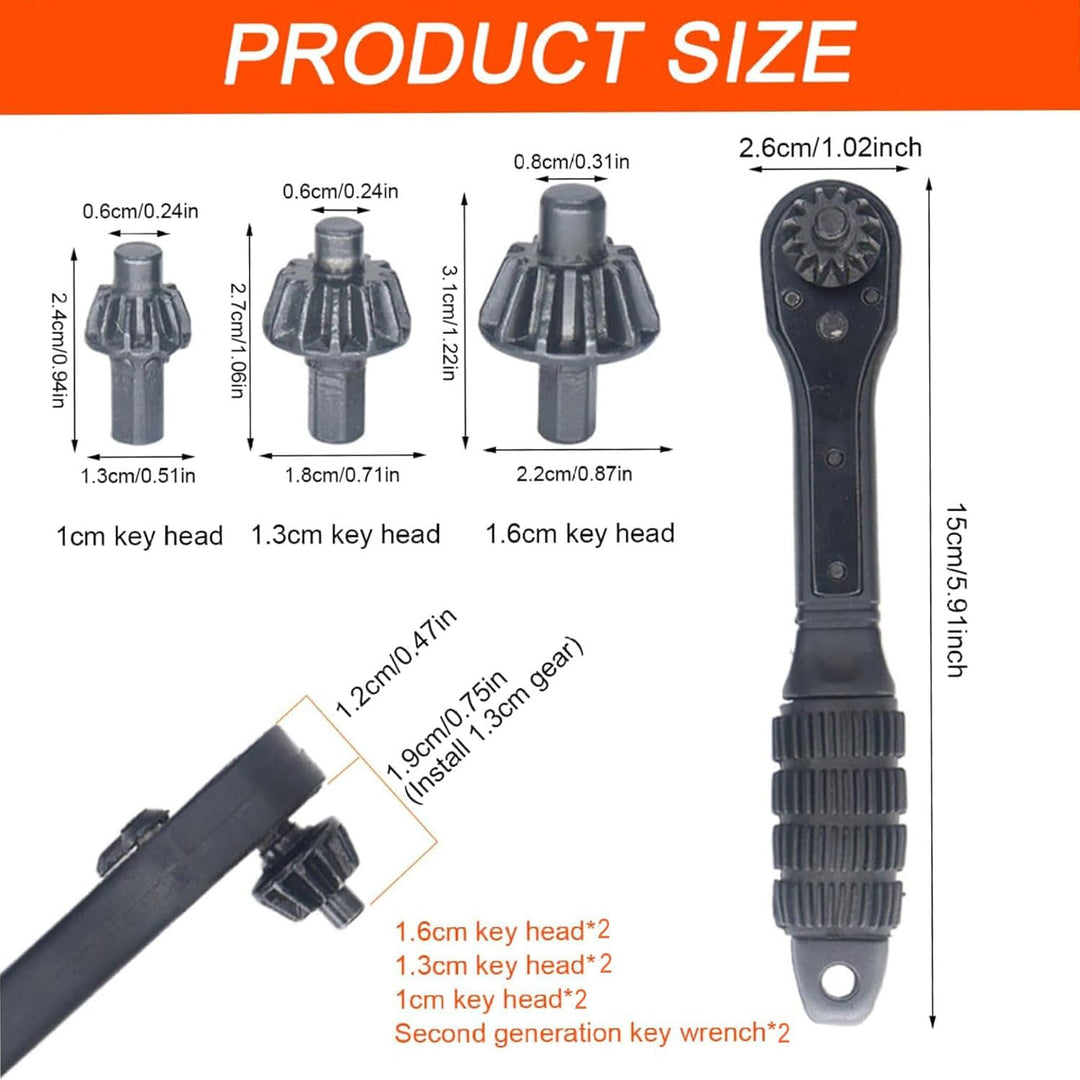 Double-head ratcheting drill chuck wrench set, photo 2