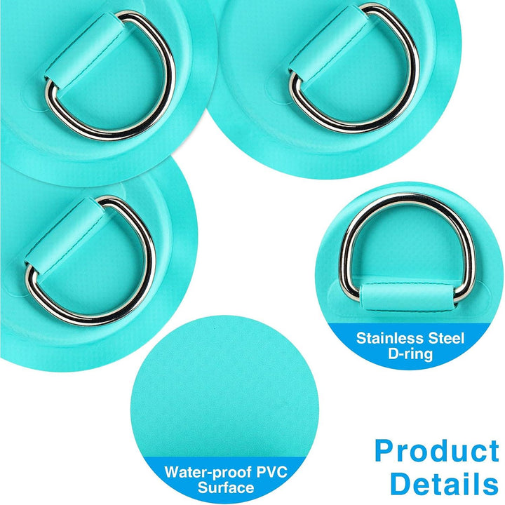 Green paddle board D-ring patch and bungee kit, photo 5