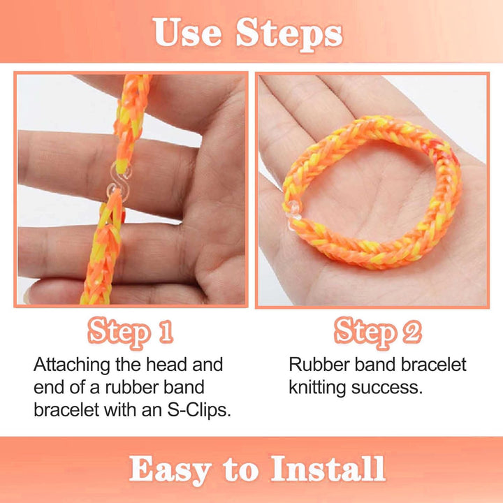 Mixed-colour S-shaped loom band clips, view 4