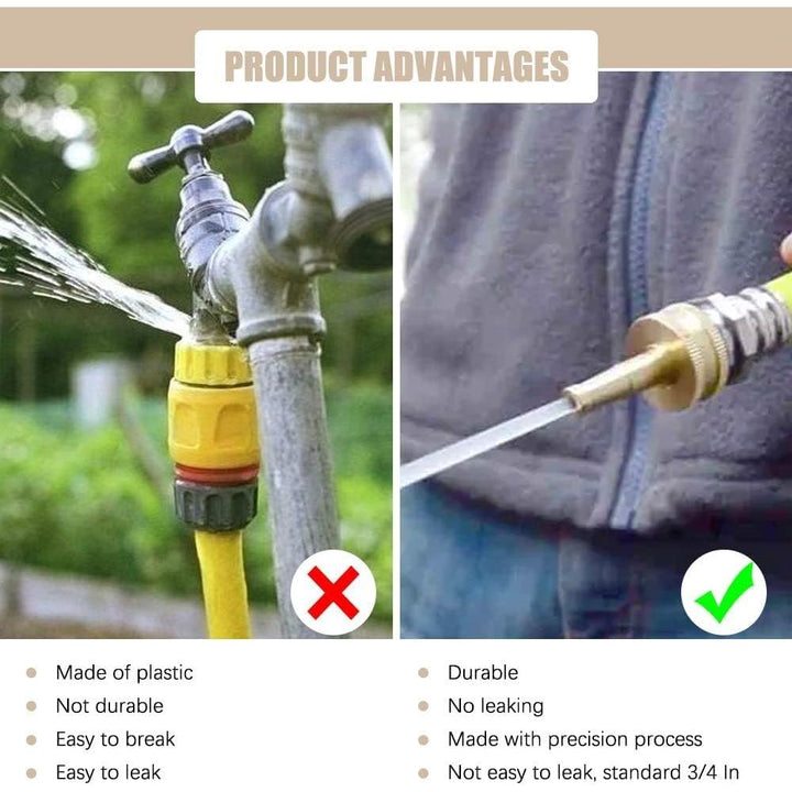 2-Piece Brass Garden Hose Nozzle Set: Adjustable Spray and Jet Sweeper, view 2