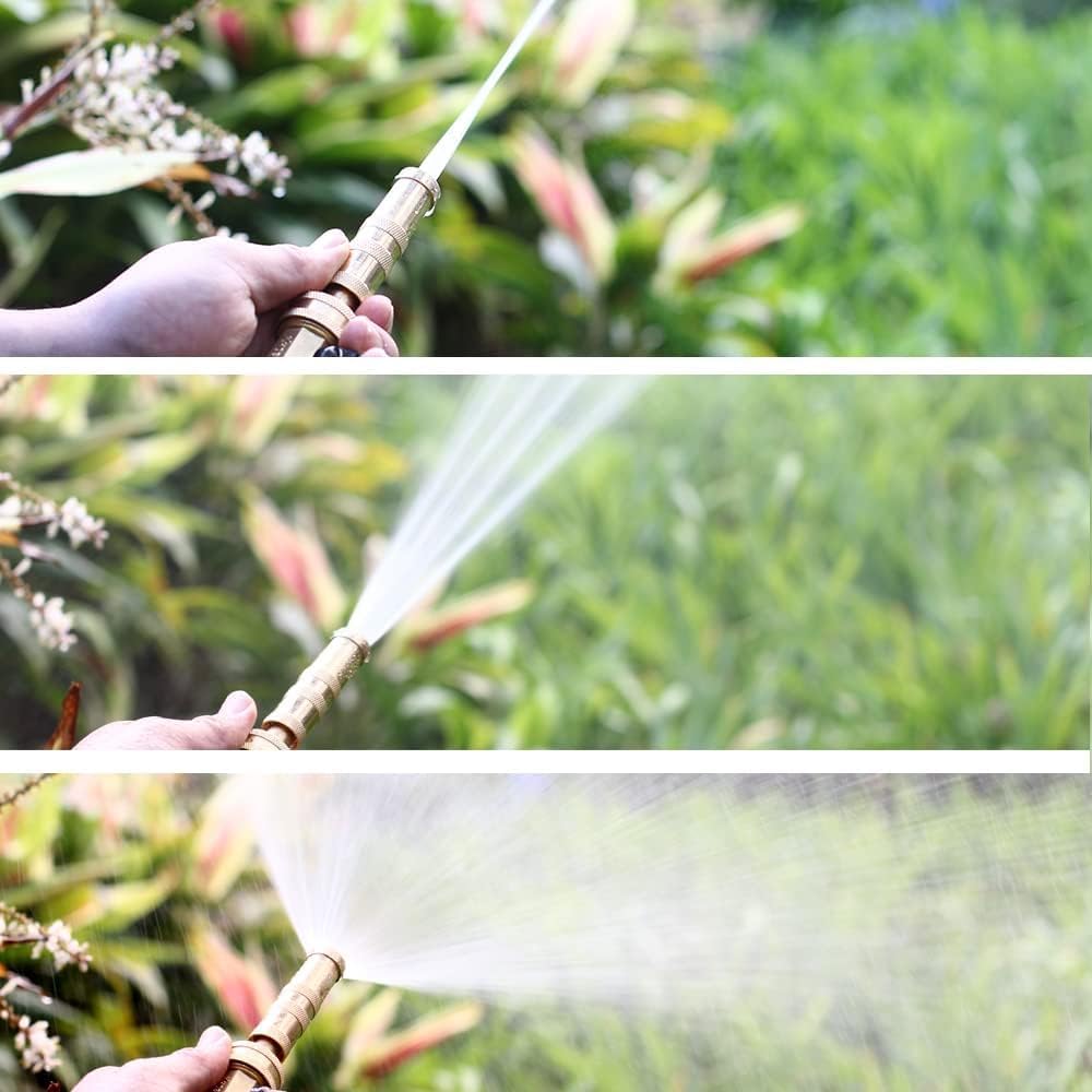 2-Piece Brass Garden Hose Nozzle Set: Adjustable Spray and Jet Sweeper, view 4