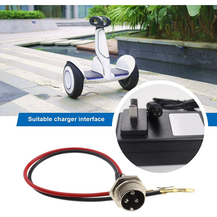 Two black 3-pin 2-wire electric scooter charging-port connectors, view 2