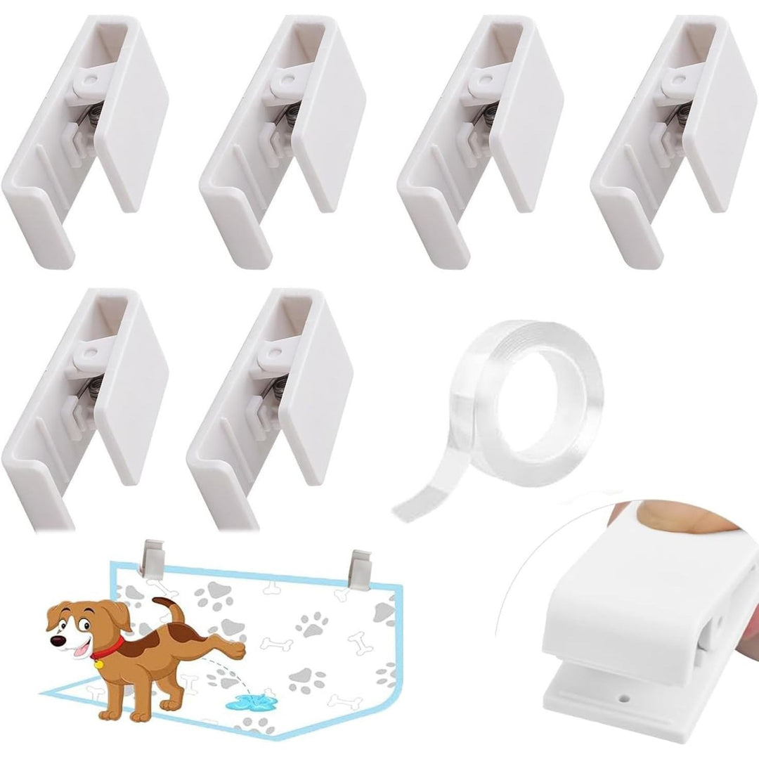 Six white dog pee-pad leg holders, view 1