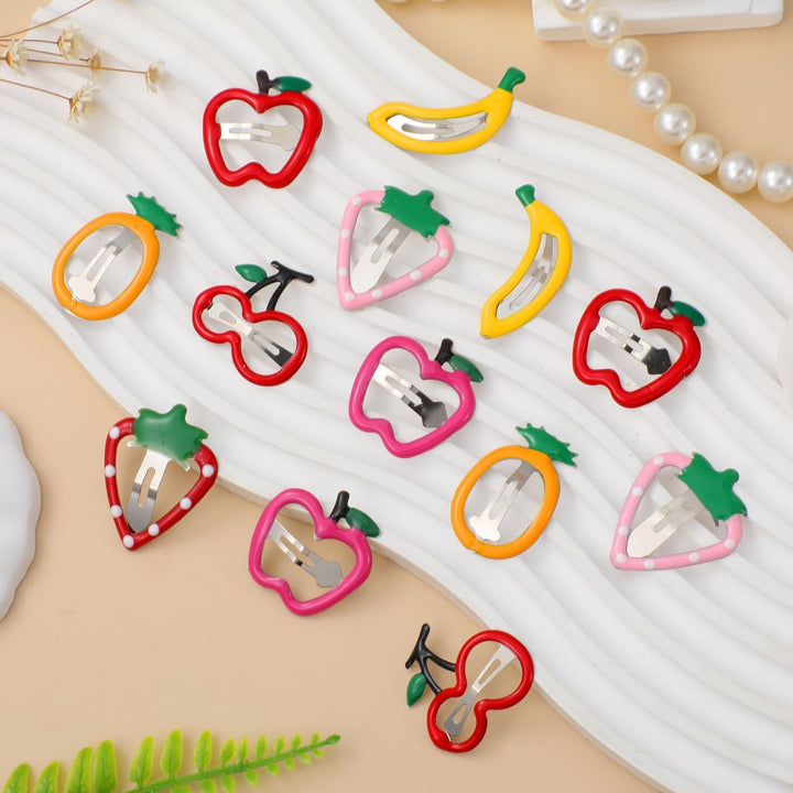 14 assorted fruit-shaped metal hair clips, view 3